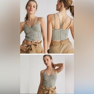 NWOT Anthropologie Strappy Nuetral Colored Pattern Sweater Crop Top Size Medium